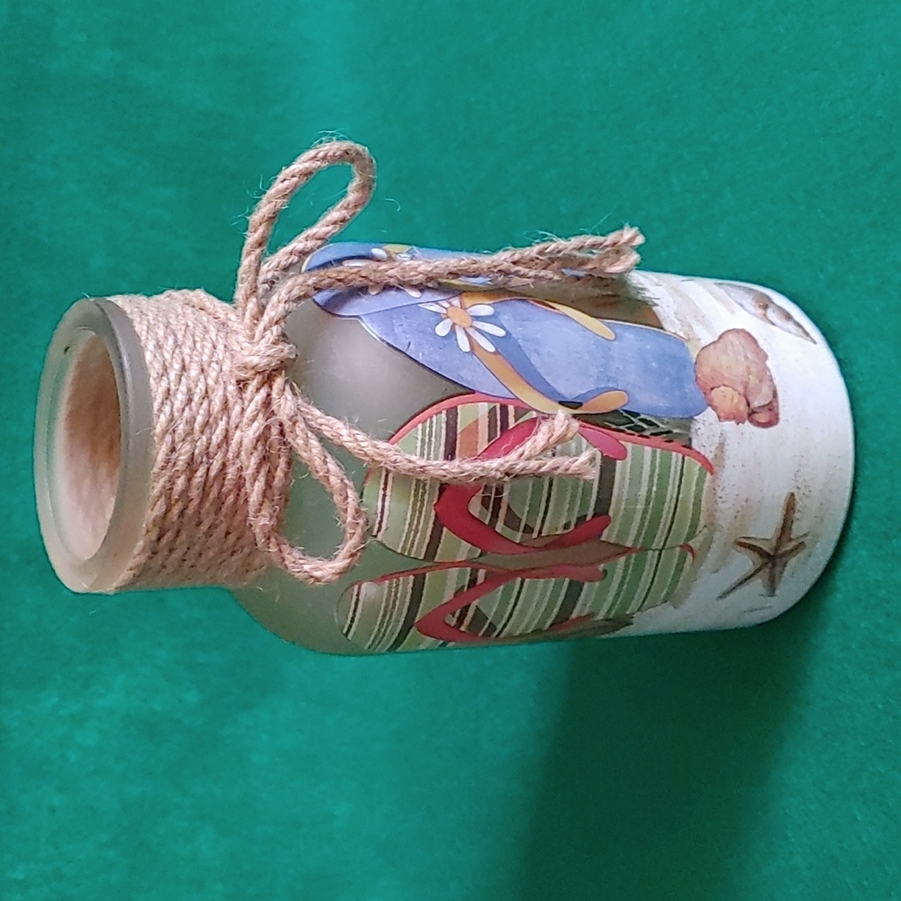 Boscov's Painted Flip Flop Vase with Jute Wrapping